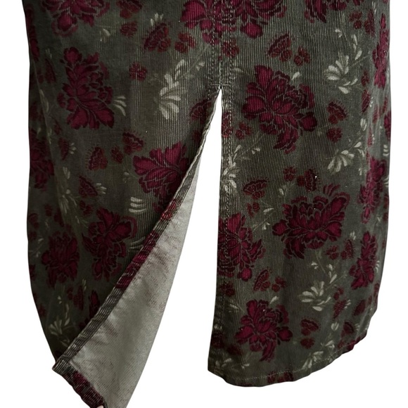 EDDIE BAUER Corduroy Dark Green Floral MIDI Skirt Granny Chic Western Retro 2 - Picture 7 of 14